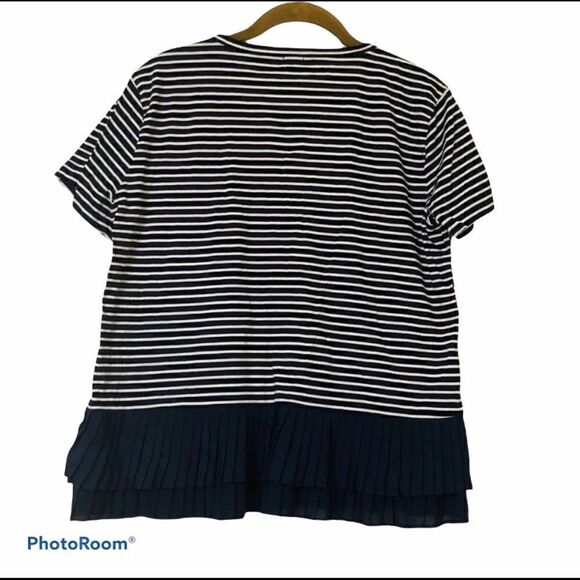 J Crew Pleated Chiffon-Hem Striped Shirt - Picture 4 of 5